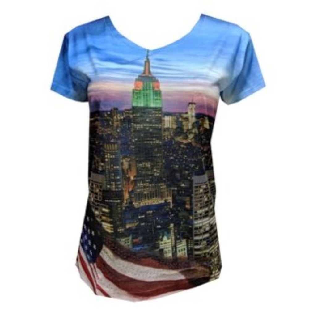 Women's True Rock Sublimation Empire State Building‎ V-neck Tee